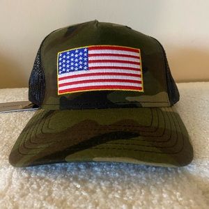 Free Authority Camo Trucker Hat With USA Flag